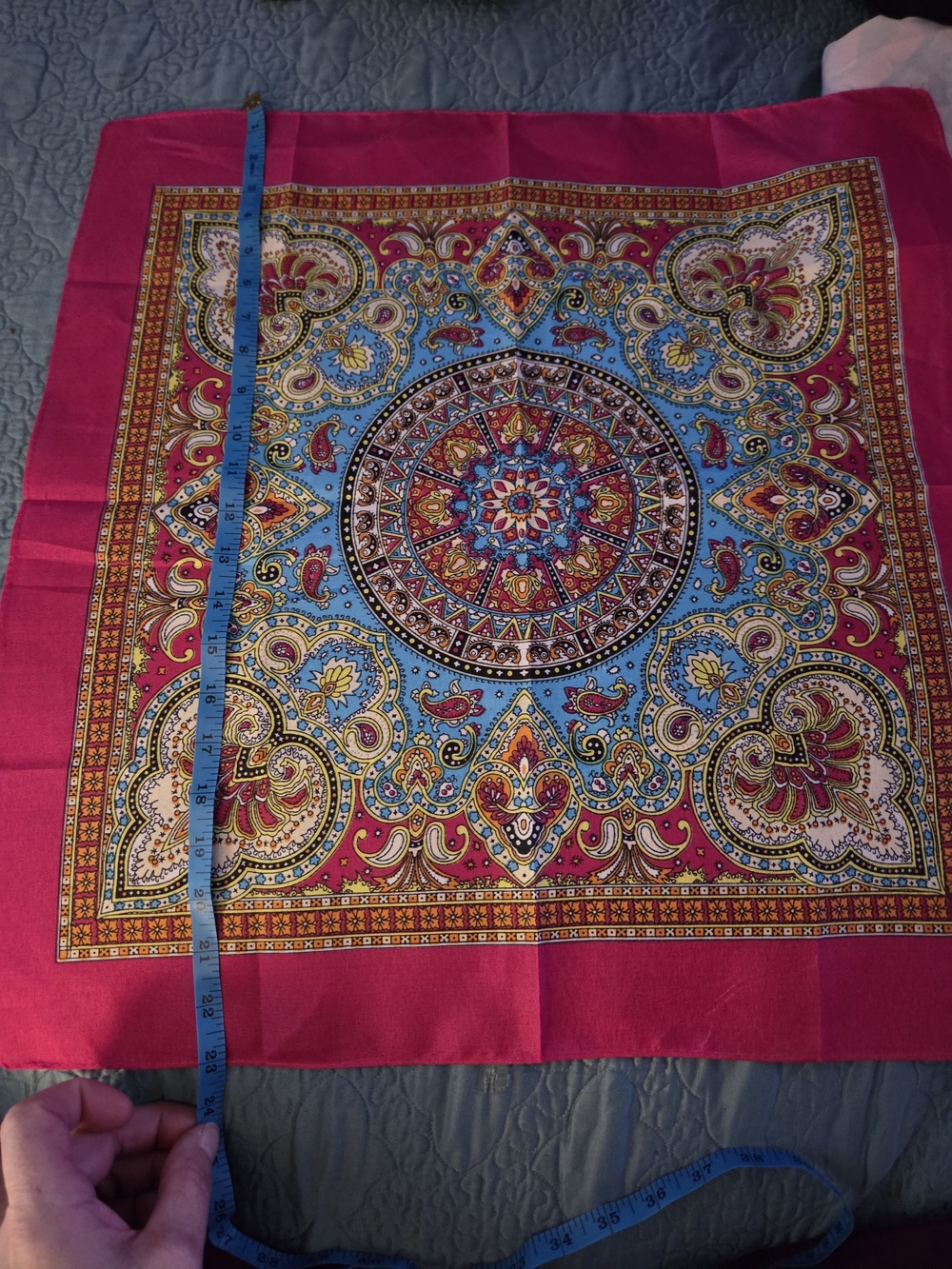 Men's Paisley Silk Pocket Square - Pink & Blue